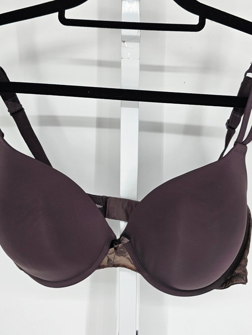 Vintage Y2K DKNY Womens Sz 36D Lightly Lined T Shirt Bra Dark Brown